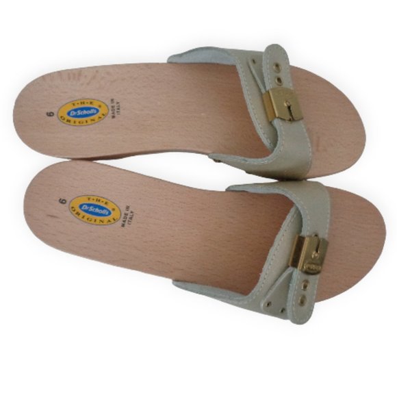 DR SCHOLL'S US 6M Light Gold classic exercise Sandals Shoes made in ItALY!  NEW - Picture 4 of 8